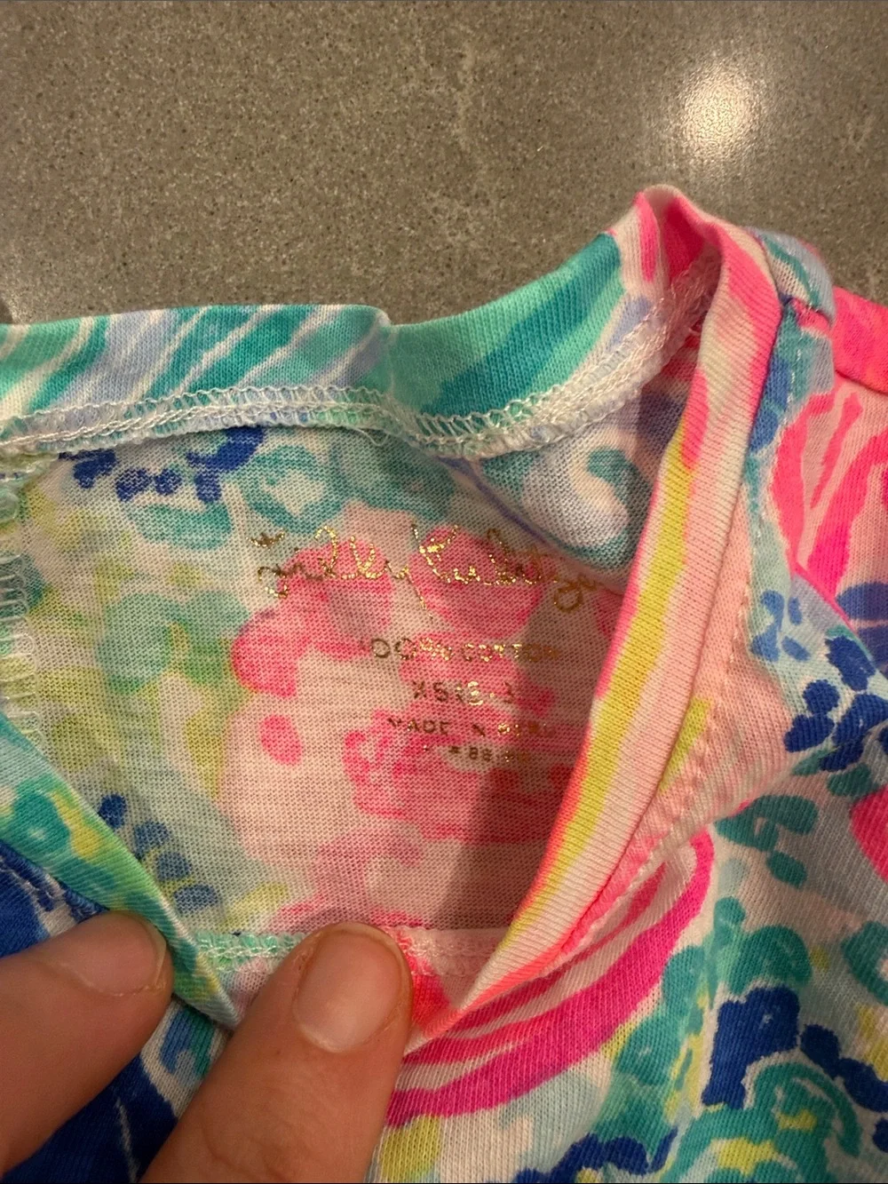 Two Lilly Pulitzer Girls Bright Multi-Color Tropical Print Dresses